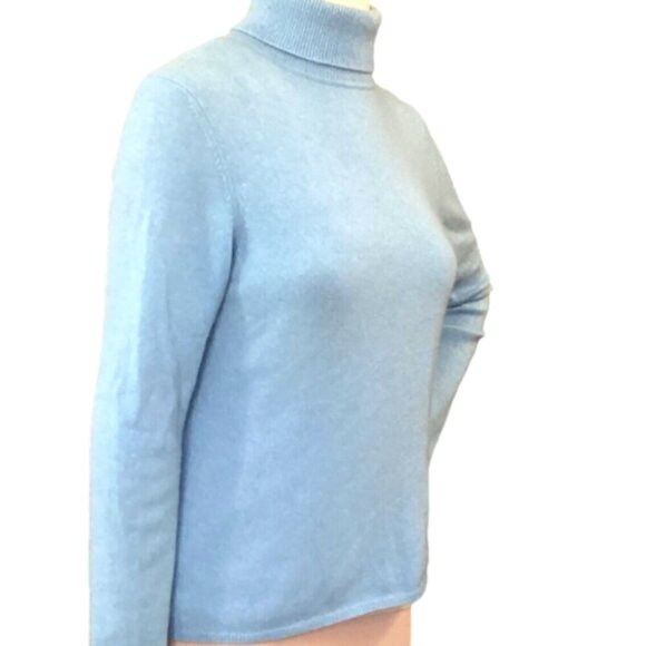 Charter Club 2-Ply 100% Cashmere Turtleneck Sweater Women's L Blue #182C - Picture 4 of 8
